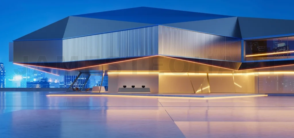 
Steel and glass modern building exterior