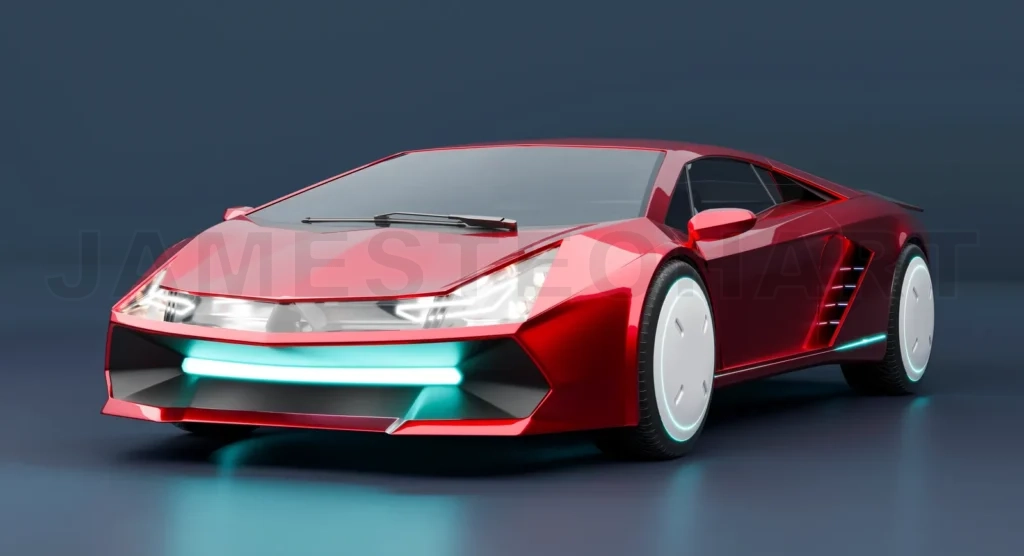 
Non-existent brand-less generic concept red sport electric car