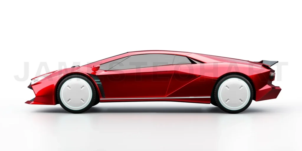 
Non-existent brand-less generic concept red sport electric car