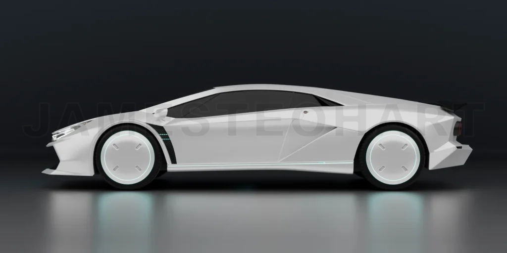 
Non-existent brand-less generic concept white sport electric car