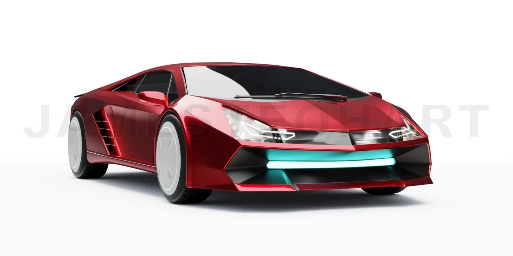 
Non-existent brand-less generic concept red sport electric car