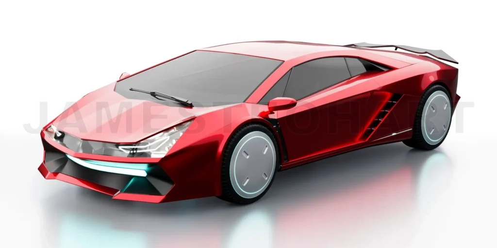 
Non-existent brand-less generic concept red sport electric car