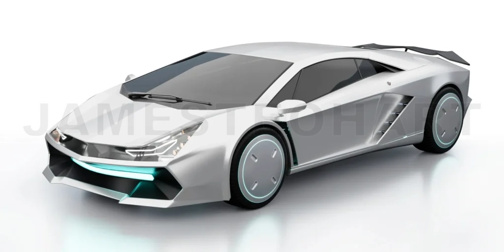 
Non-existent brand-less generic concept silver sport electric ca