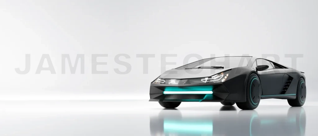 
Non-existent brand-less generic concept black sport electric car