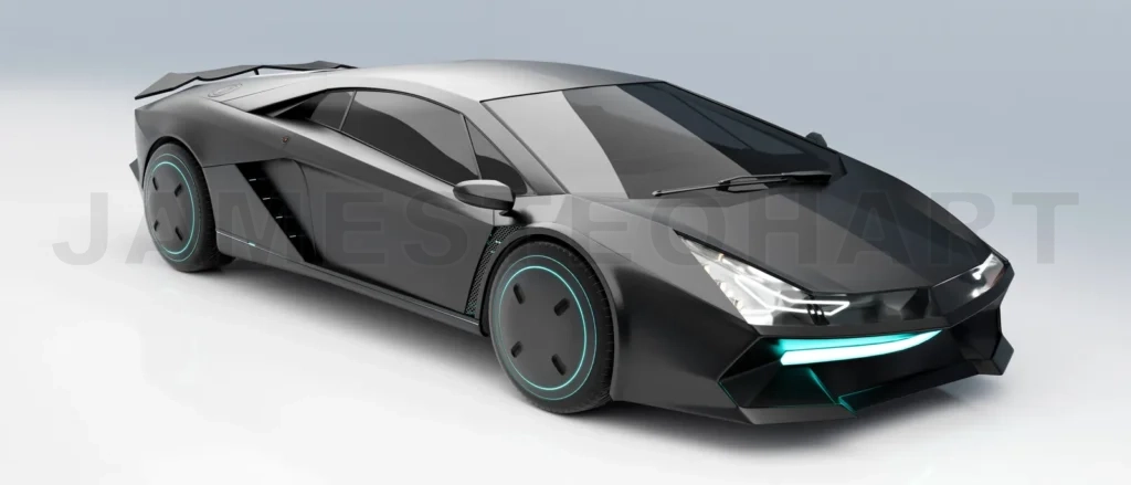 
Non-existent brand-less generic concept black sport electric car