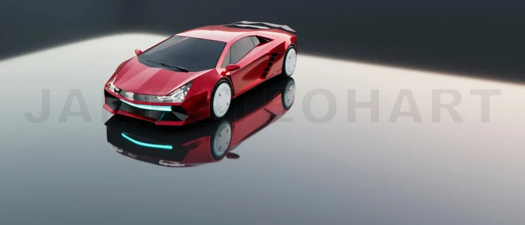 
Non-existent brand-less generic concept red sport electric car