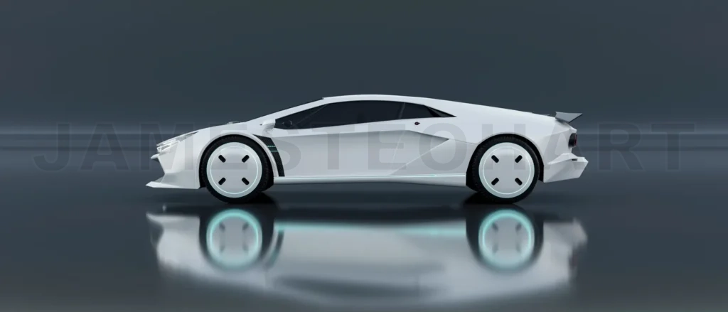 
Non-existent brand-less generic concept white sport electric car
