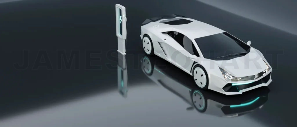 
Non-existent brand-less generic concept white sport electric car