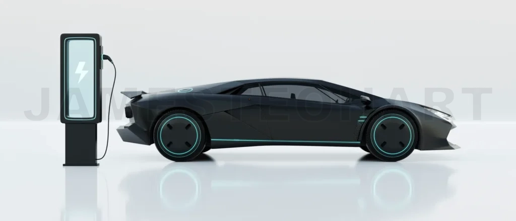 
Non-existent brand-less generic concept black sport electric car