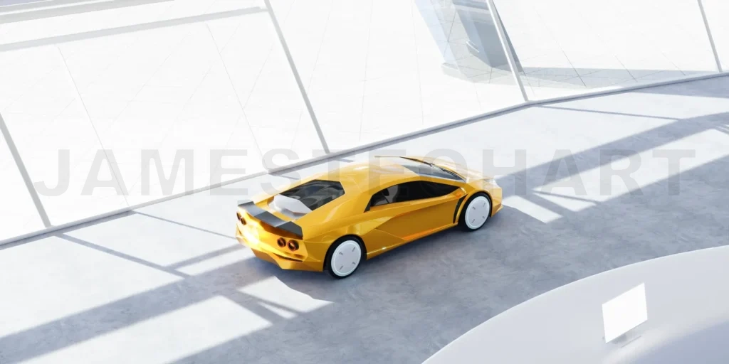 
Closeup non-existent brand-less generic concept yellow sport car
