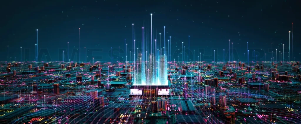 
Big data connection technology concept. 3d rendering