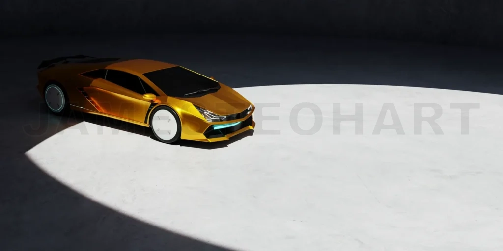 
Non-existent brand-less generic concept yellow sport car parked