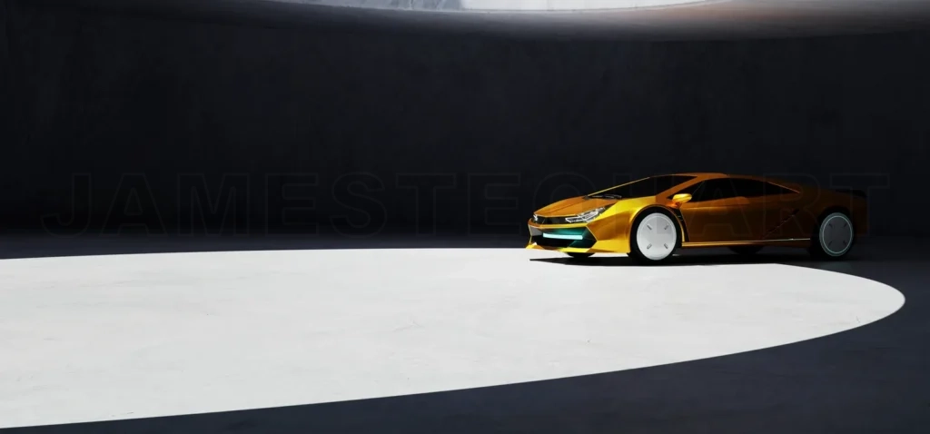 
Non-existent brand-less generic concept yellow sport car parked