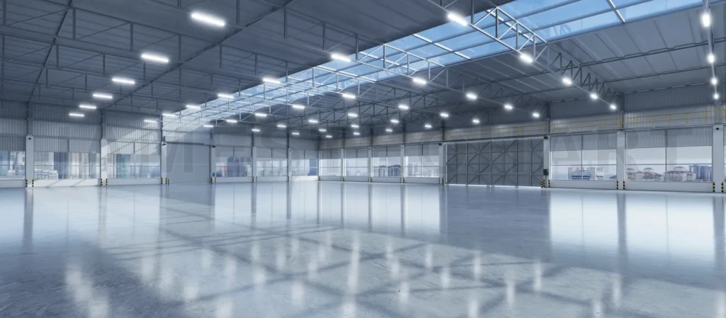 
3D Industrial building warehouse interior