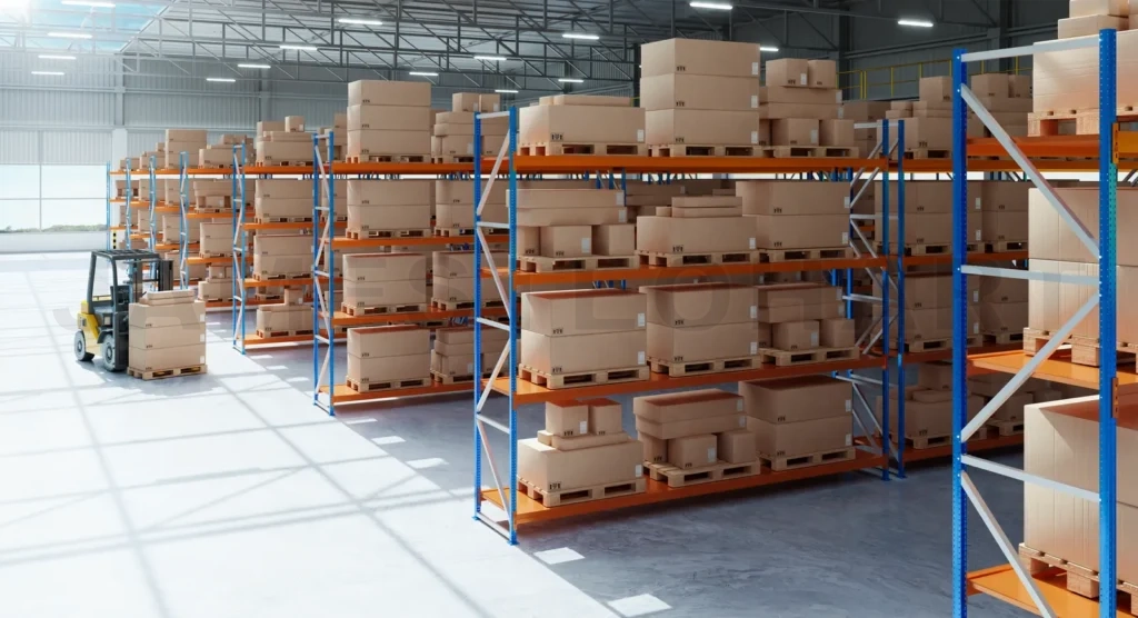 
Forklift preparing products for shipment