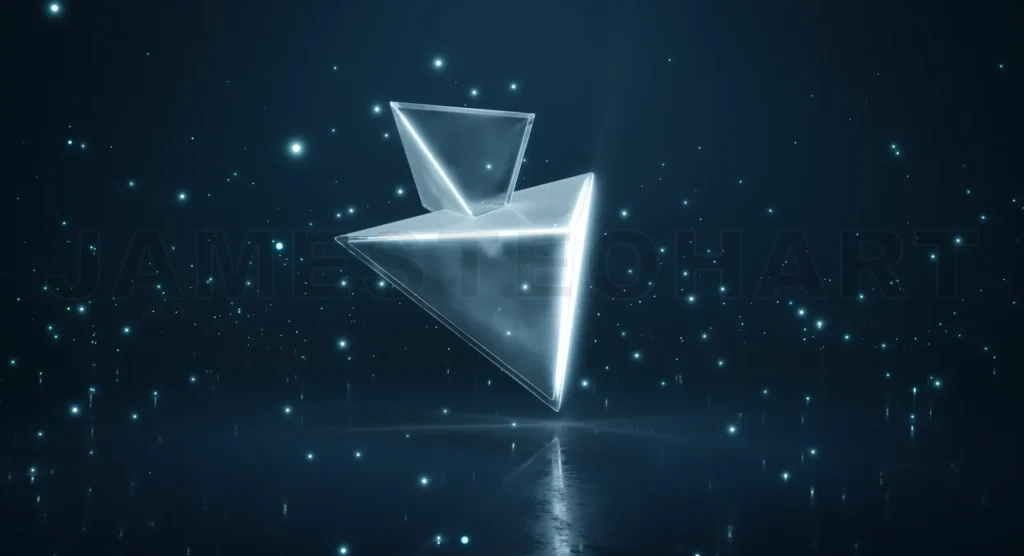 
Abstract glowing transparent mixing polygonal module