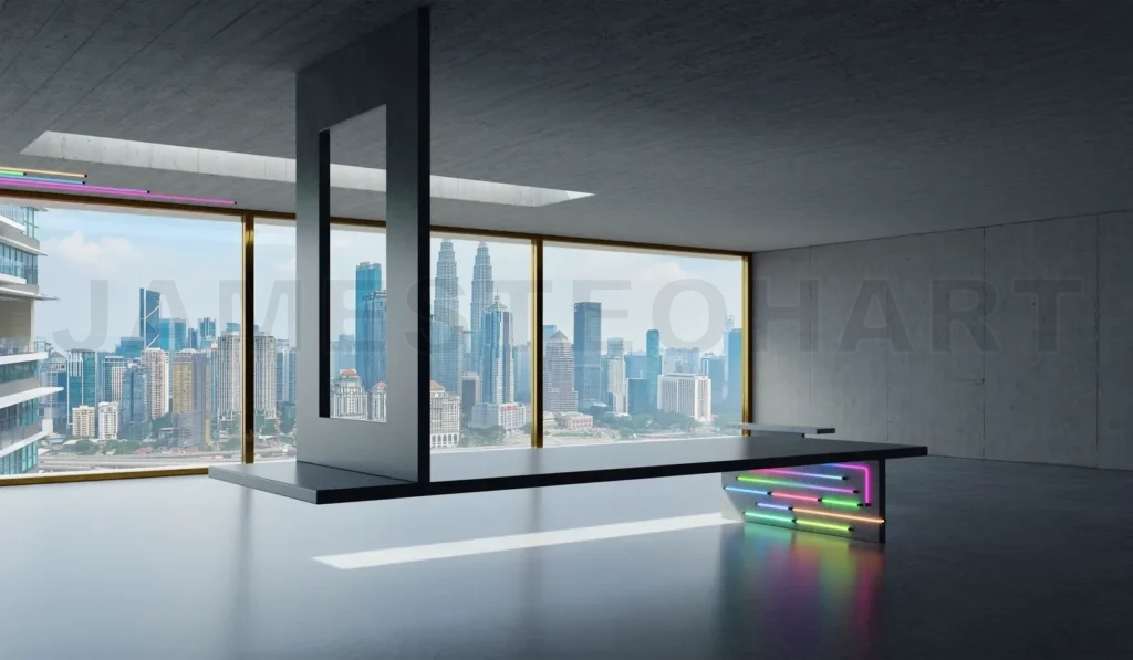 
3D rendering of a modern and futuristic loft Interior design