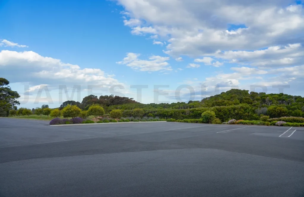 
Empty asphalt street floor and garden