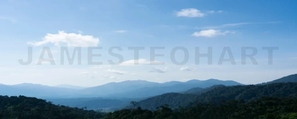 
Panorama view of forest and mountain landscape