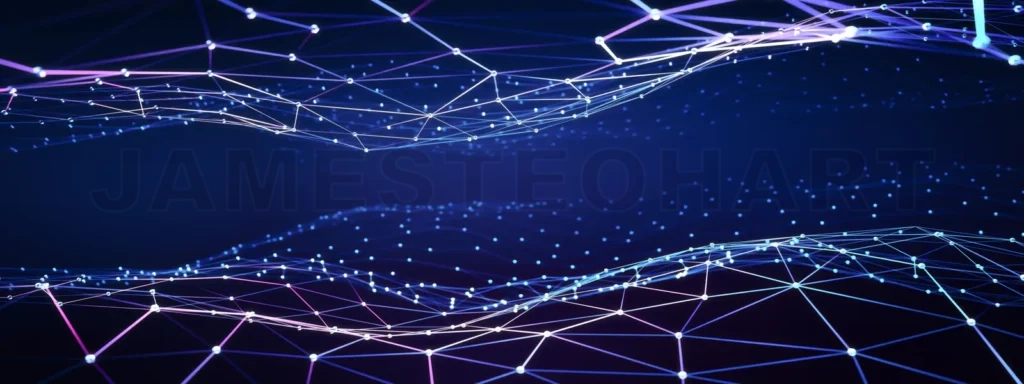 
Futuristic technology background with glowing lines forming a wavy surface