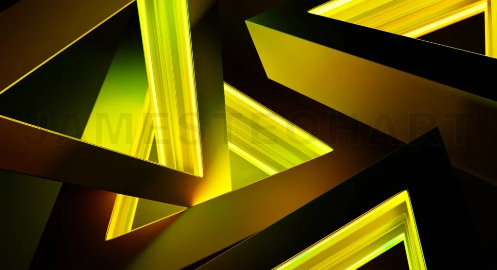 
Glowing neon yellow triangles creating modern abstract background