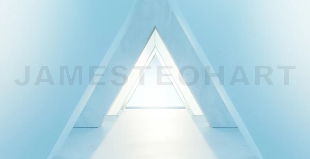 
3d rendering light shining through triangular window illuminatin