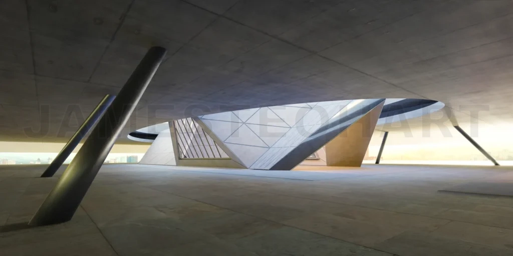 
Modern architecture underpass with geometric design