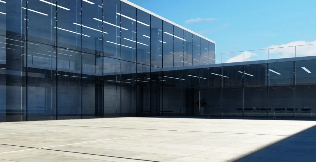 
Modern glass wall commercial buildings exterior