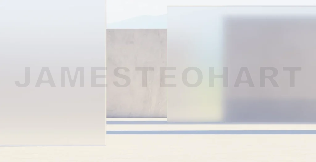 
3d rendering abstract minimalist background featuring frosted glass and concrete wall
