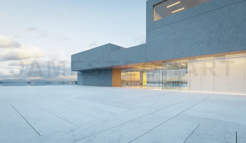 
Realistic 3d rendering of Modern glass wall commercial buildings