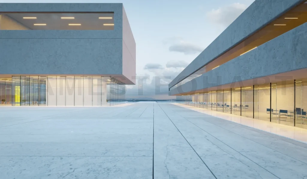 
Realistic 3d rendering of Modern glass wall commercial buildings