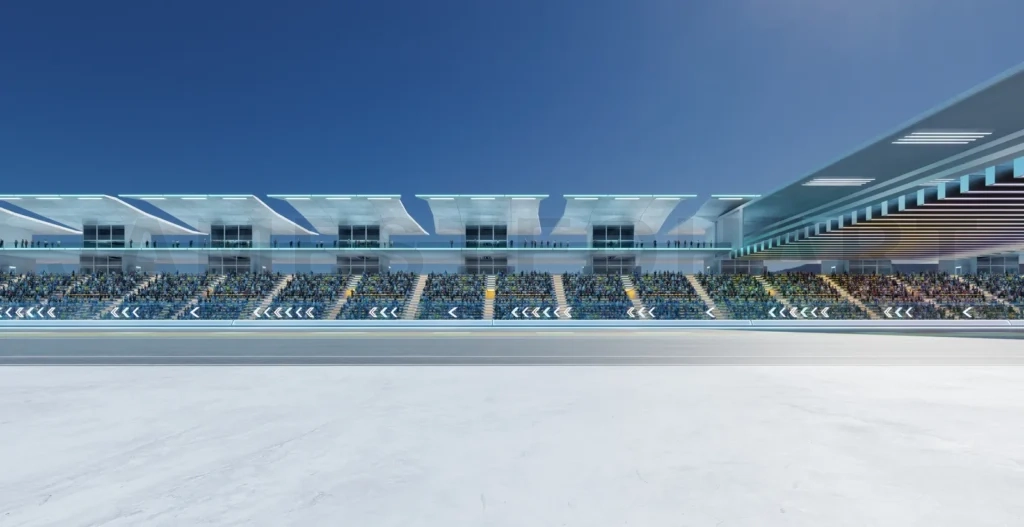 
3D Spectators waiting for the race to start at the circuit