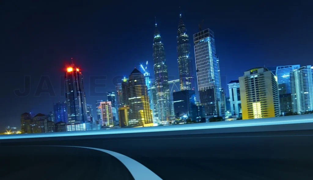 
Highway overpass motion blur with beautiful day .