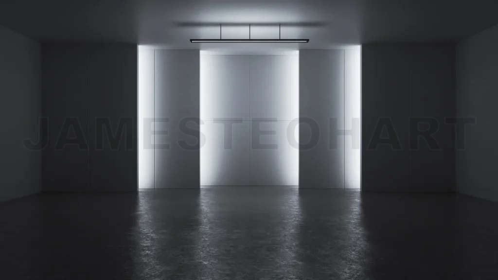 
3D Rendering Minimalist And Modern Design Studio Room Space Background, Low Key Lighting