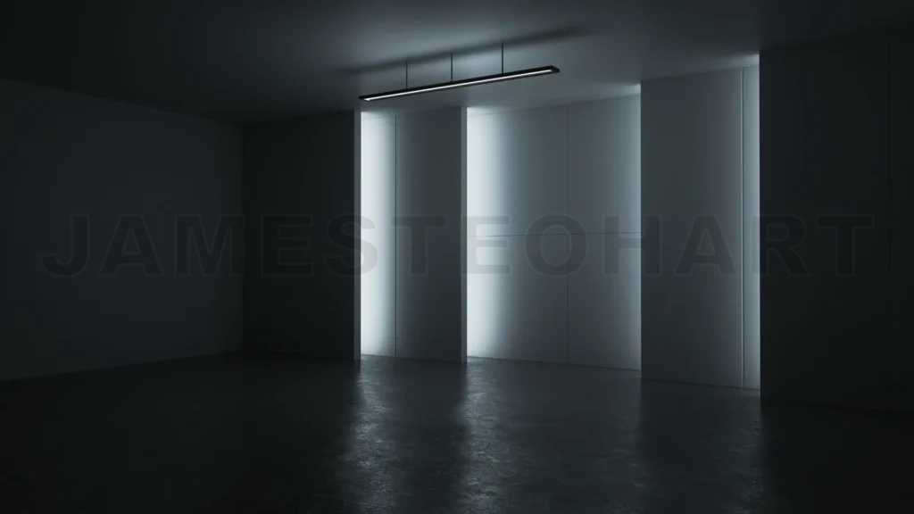 
3D Rendering Minimalist And Modern Design Studio Room Space Background, Low Key Lighting