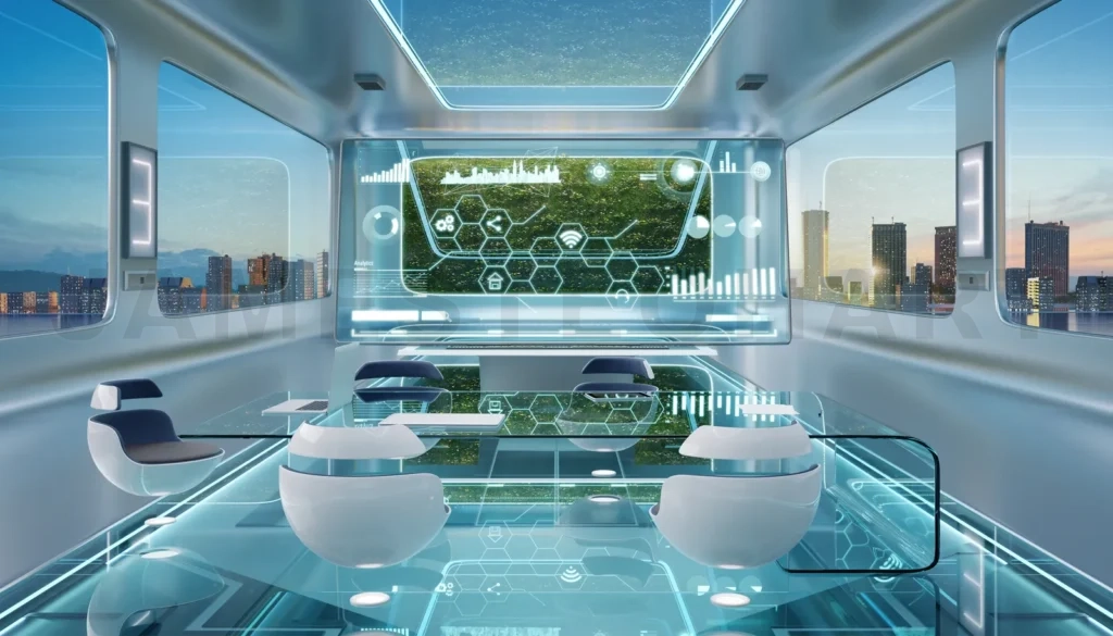 
Modern sci-fi futuristic interior office design