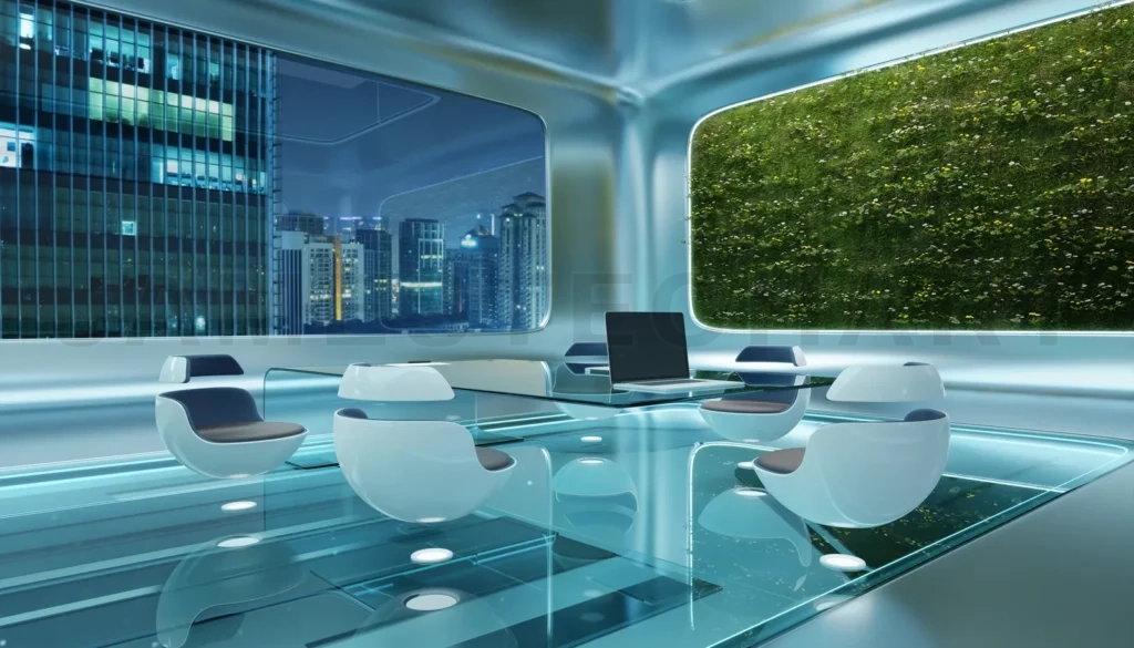 
Modern sci-fi futuristic interior office design