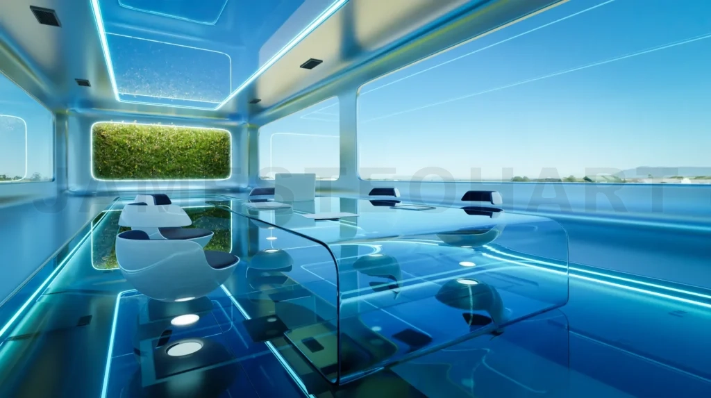 
Modern sci-fi futuristic interior office design