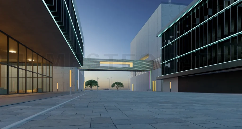 
The shoplot of urban modern building business office area