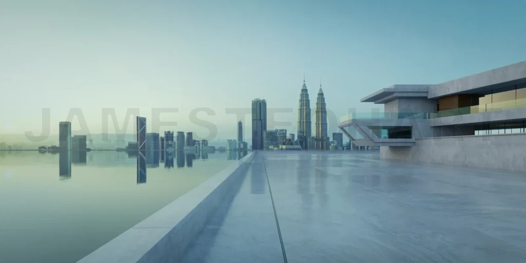 
3D rendering contemporary square shape design modern Architectur