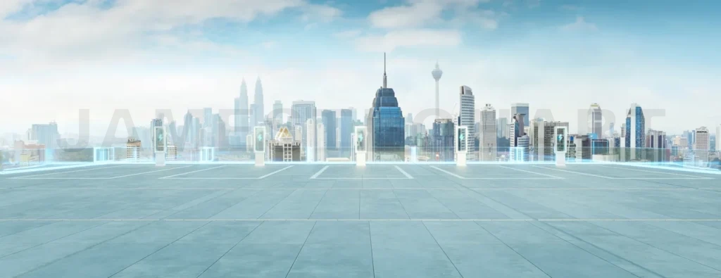 
Electric vehicle charging stations dominate rooftop parking in kuala lumpur skyline