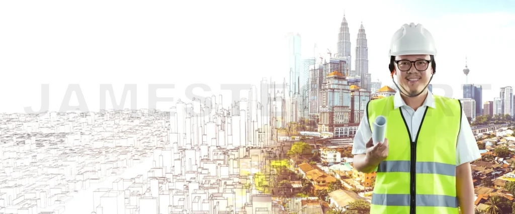 
Smart city engineer with smart city blueprint