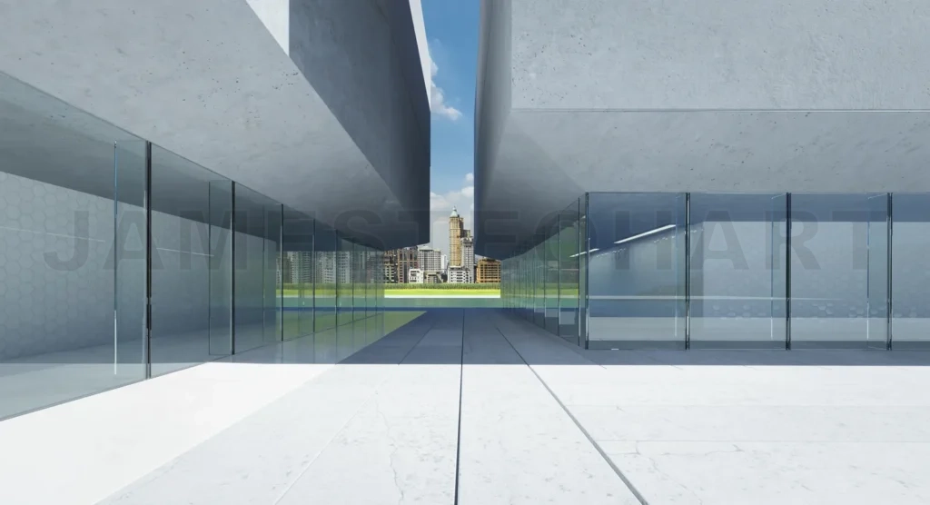 
3d Modern office buildings exterior.