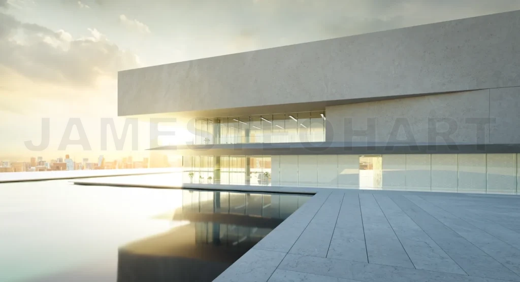 
3D Modern architecture with a pool