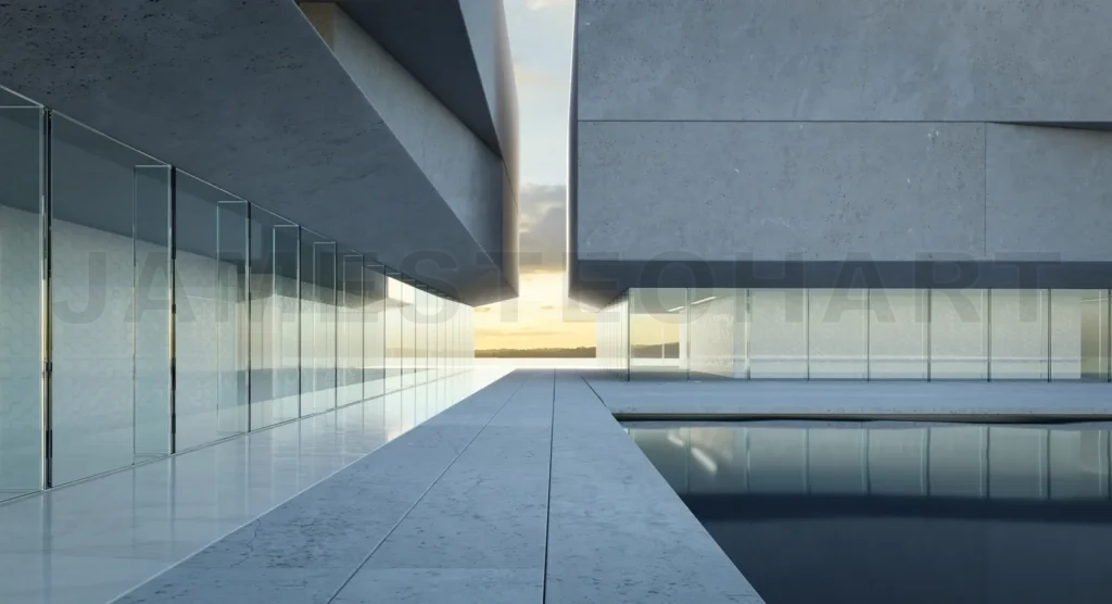 
3d Modern office buildings exterior.