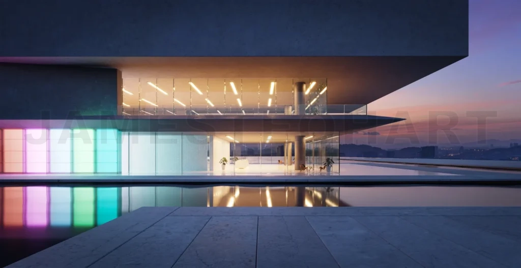 
3D Modern architecture with a pool