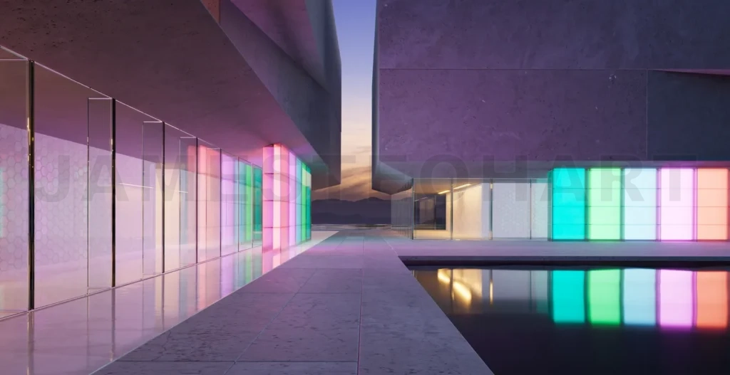 
3d Modern office buildings exterior.