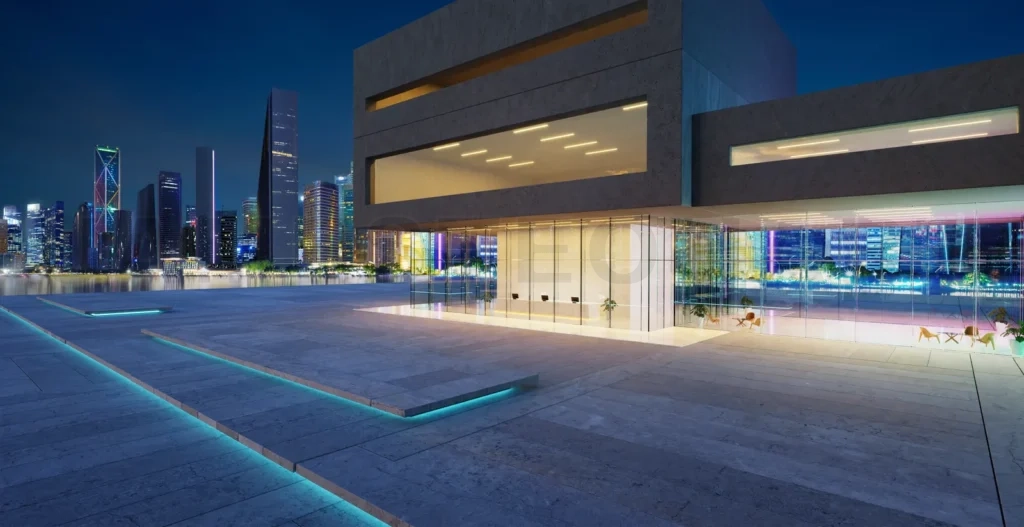 
3d Modern office buildings exterior.