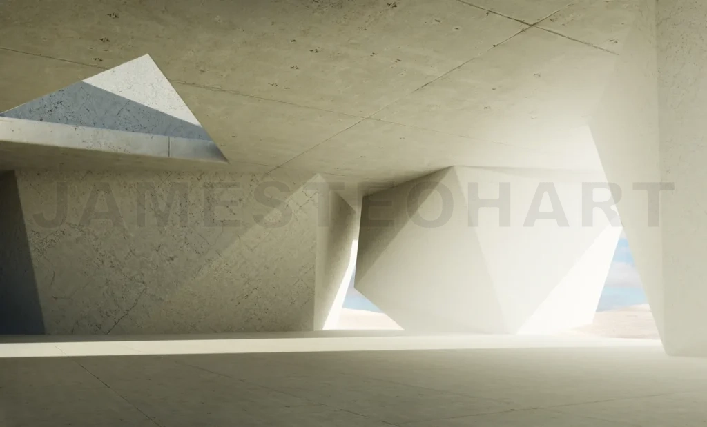 
3d contemporary triangle shape design building interior
