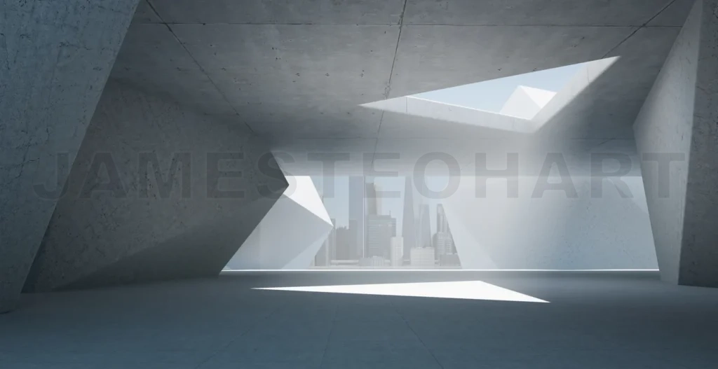 
3d contemporary triangle shape design building interior